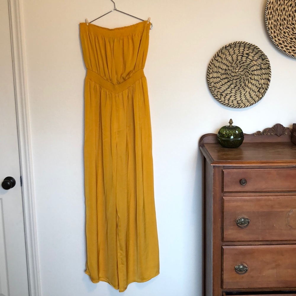Forever 21 Mustard Strapless Jumpsuit
